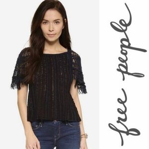 SOLD*Free People • Blackbird Crochet Fringe Blouse